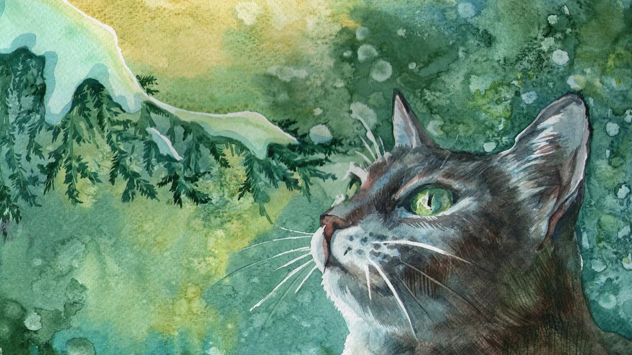картина, зеленоглазый, арт, кот, painting, живопись, котяра