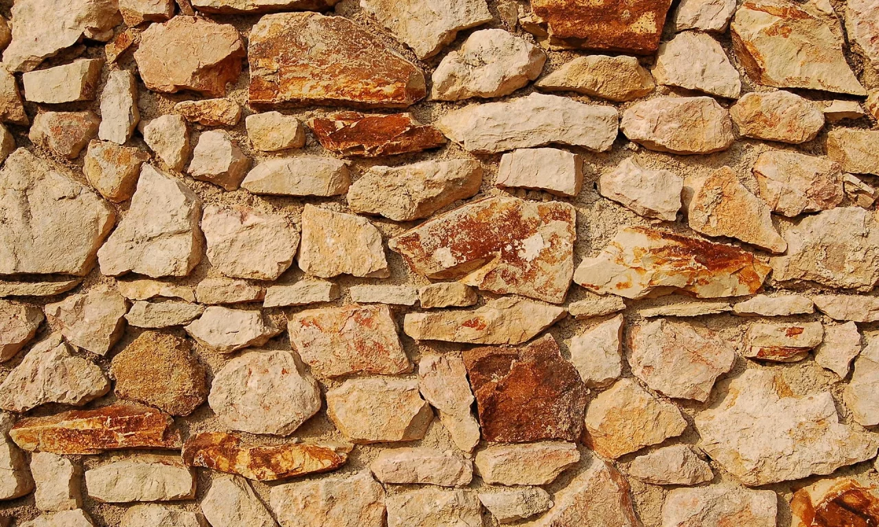 red, wall, yellow, pattern, blocks of stone