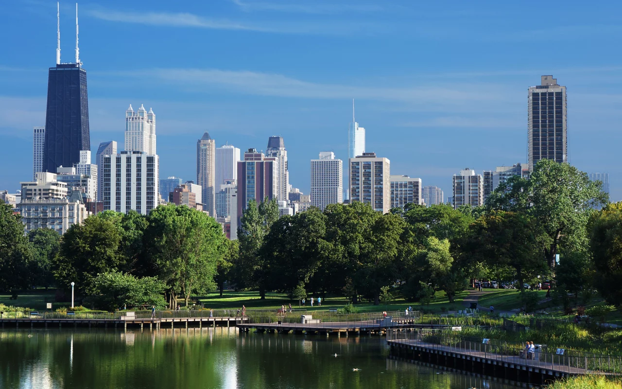 usa, америка, небо, мост, чикаго, chicago, небоскребы, вода