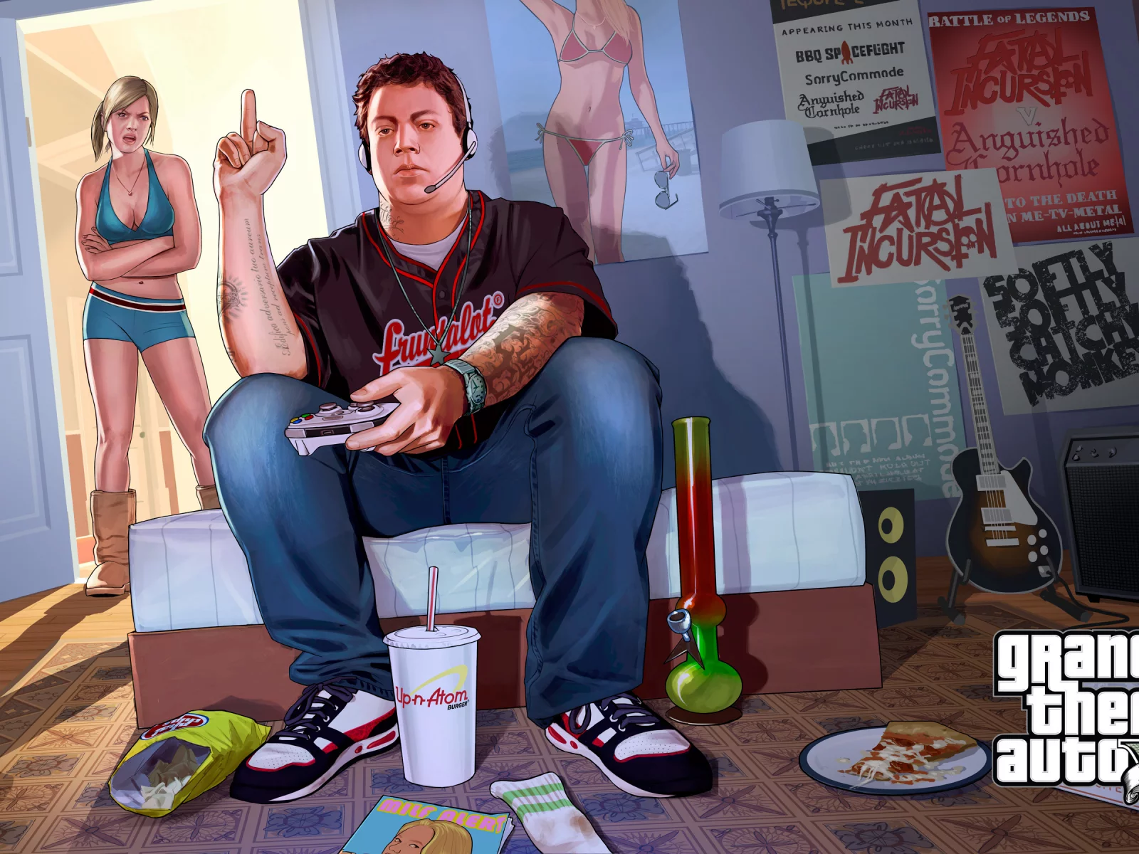 комната, gta, мальчик, девочка, grand theft auto v, rockstar games