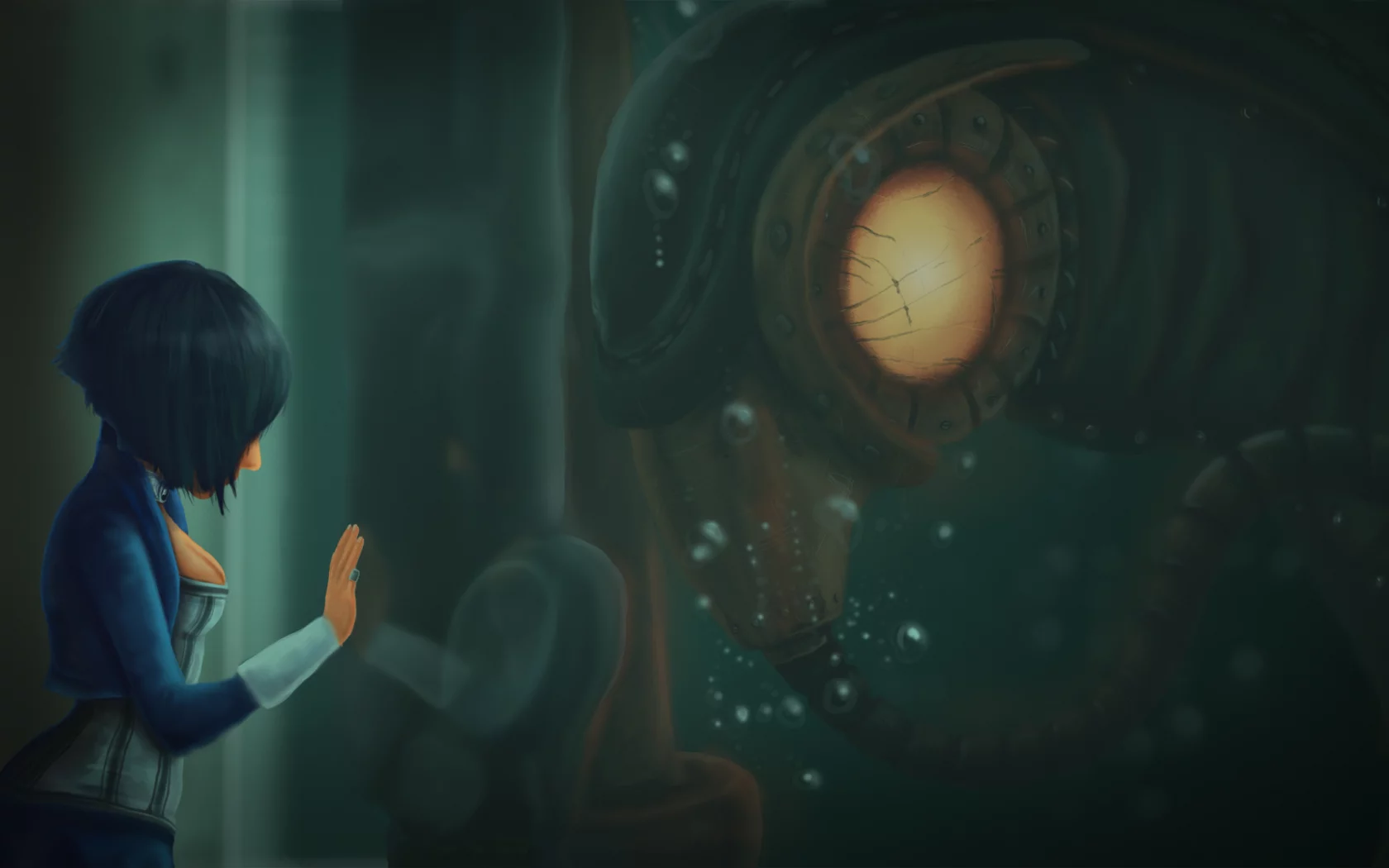 стекло, bioshock infinite, игра, соловей, элизабет, отражение