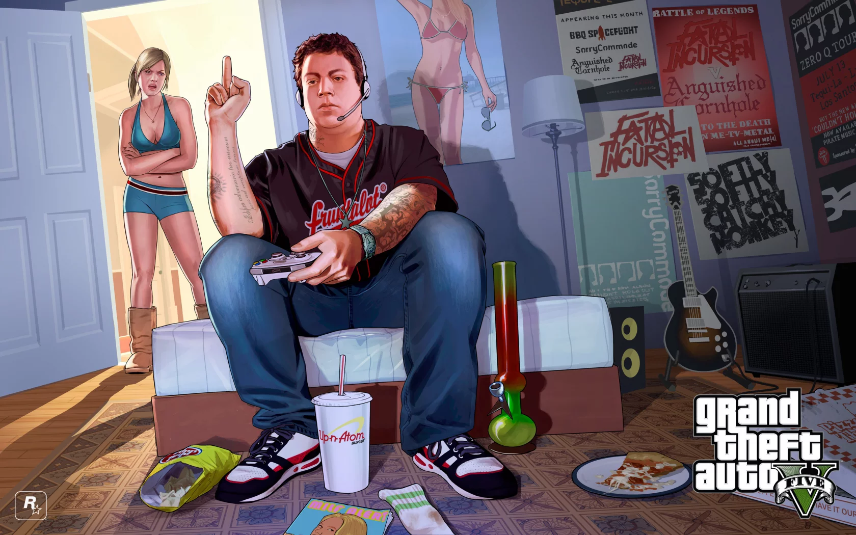 комната, gta, мальчик, девочка, grand theft auto v, rockstar games