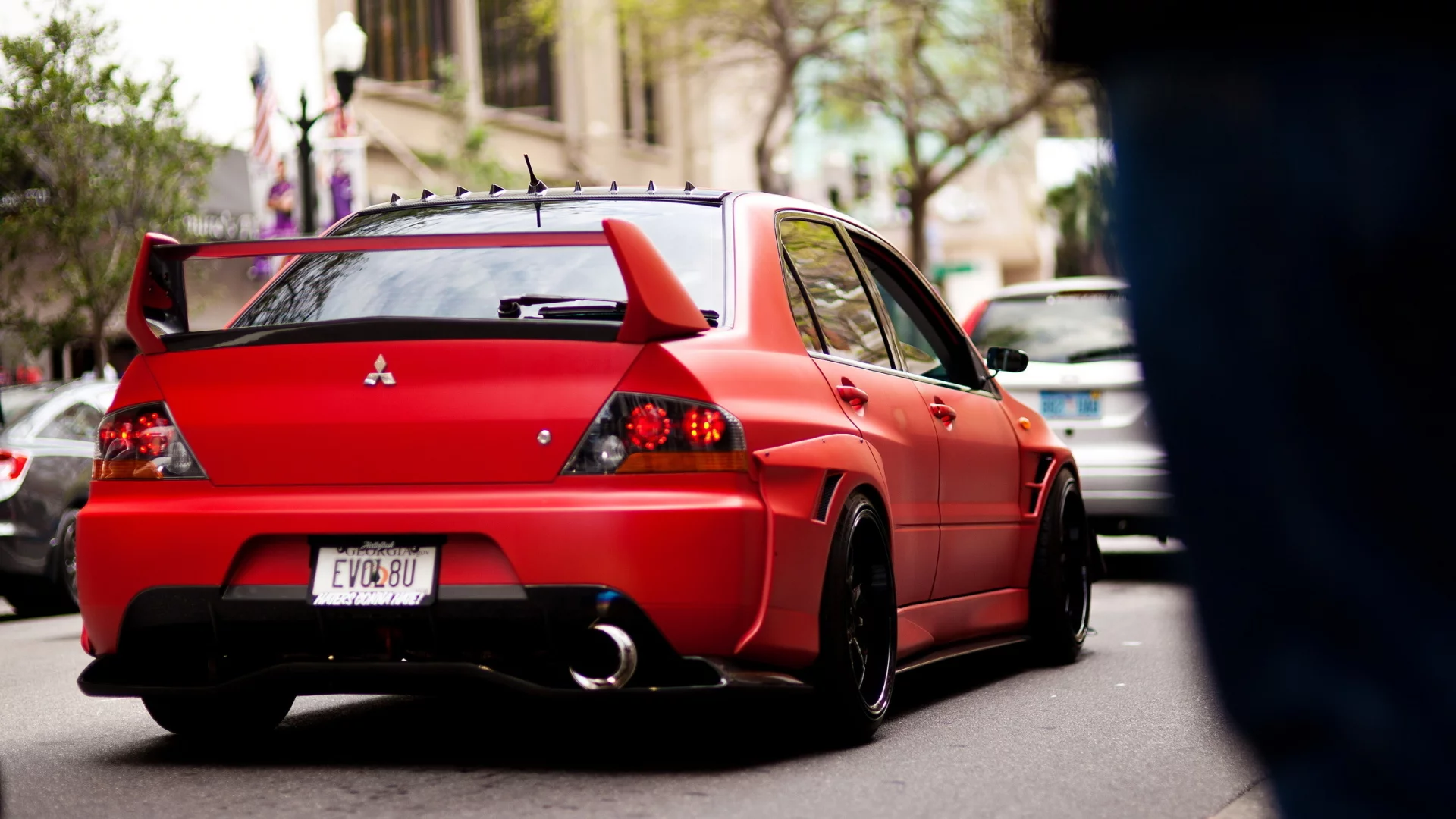 mitsubishi, evo, matte, red, tuning