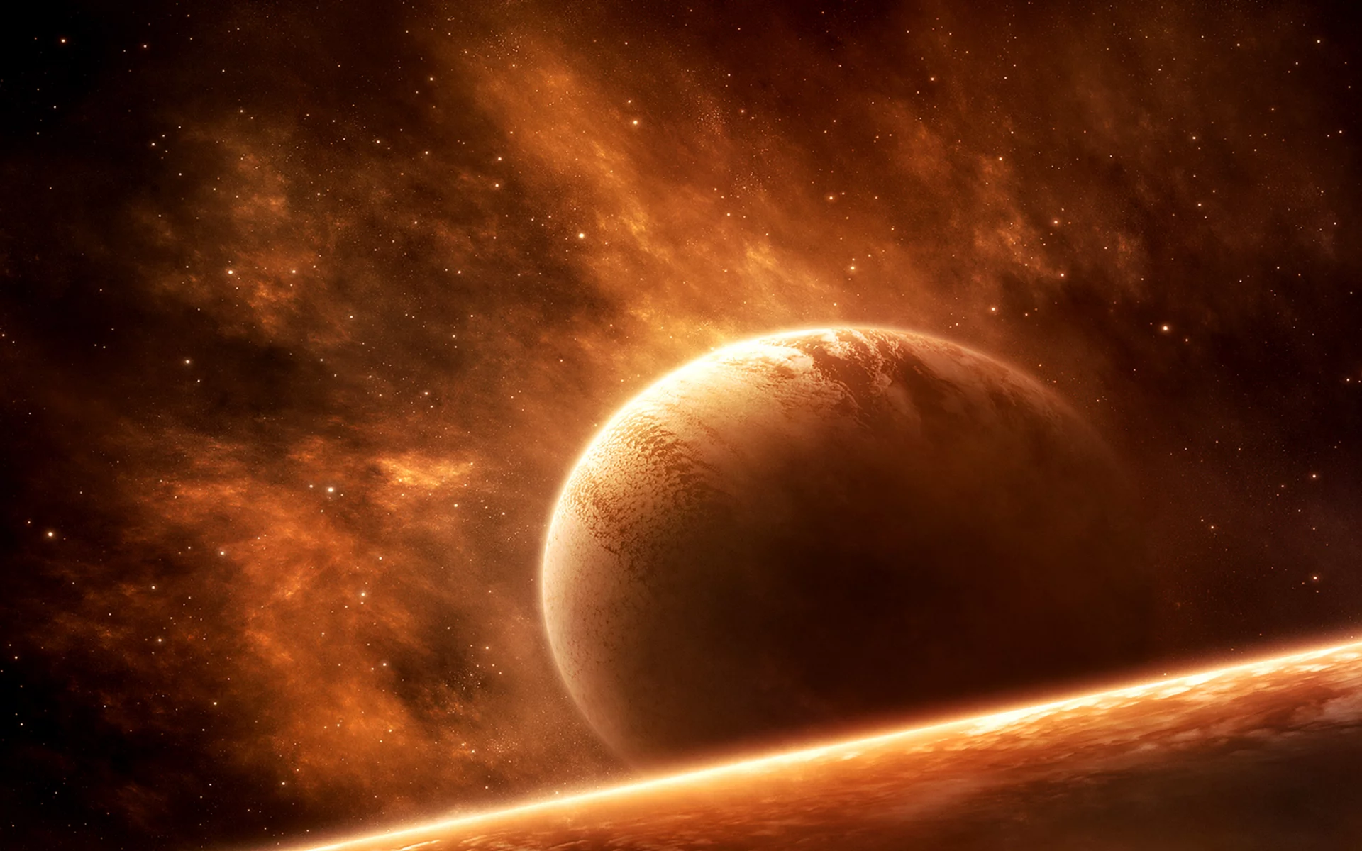 planet, sci fi, red, light
