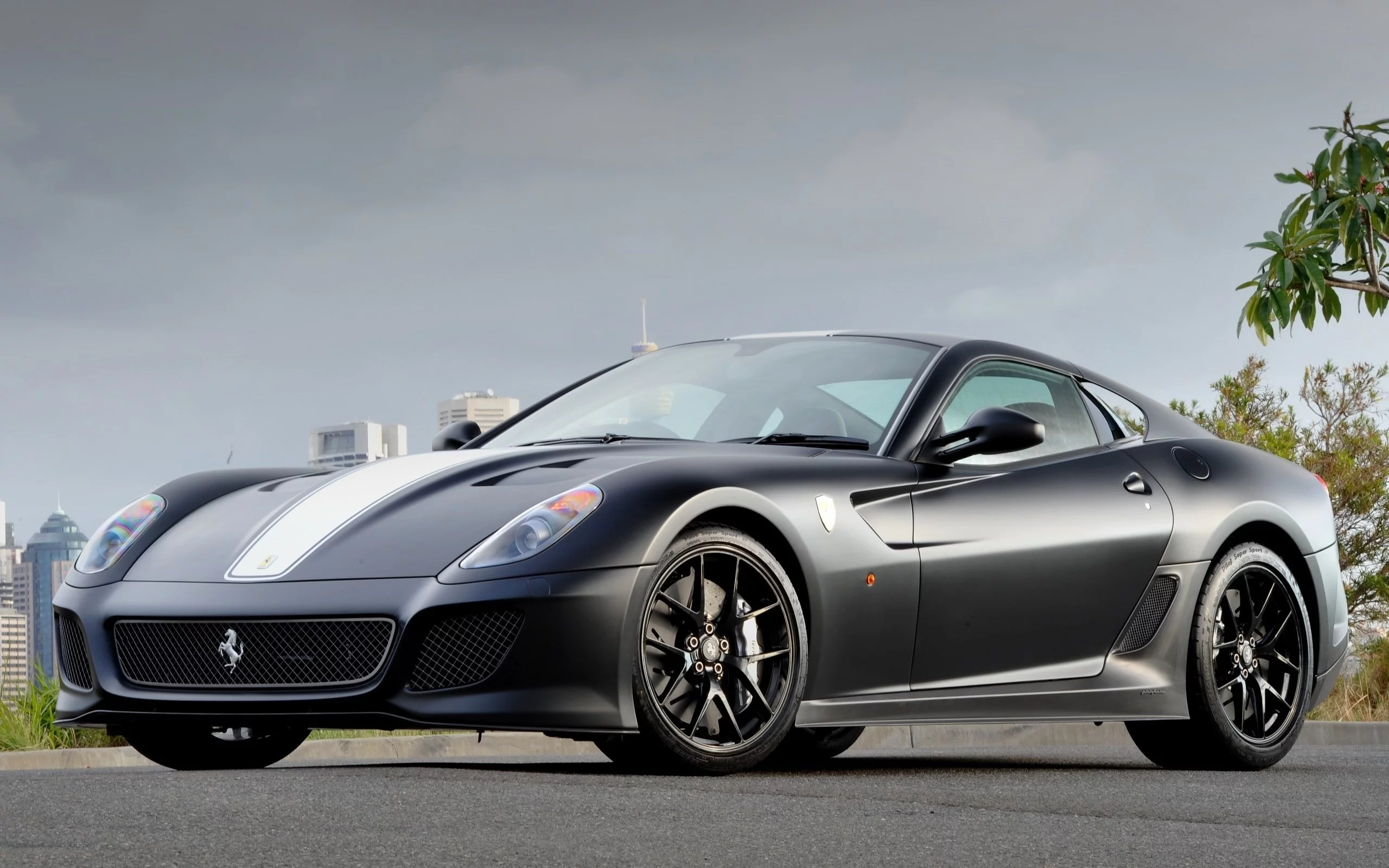серая, gto, феррари, 599, ferrari