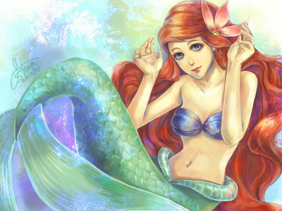 ariel, арт, цветок, русалочка, joshua, девушка, the little mermaid