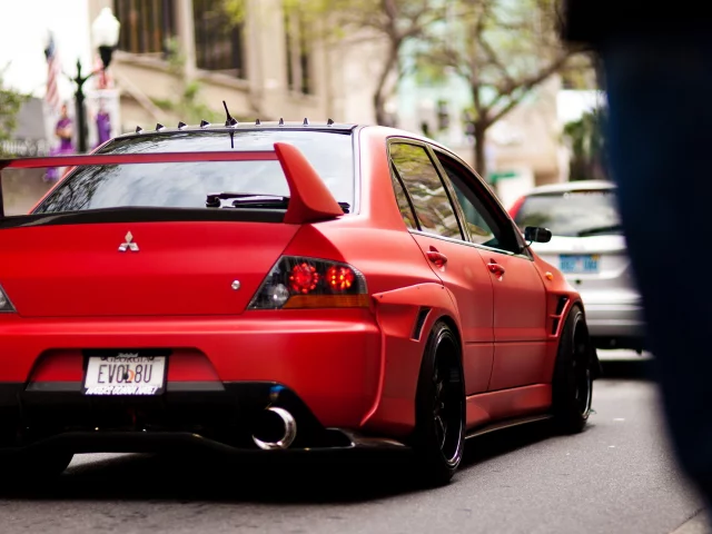 mitsubishi, evo, matte, red, tuning
