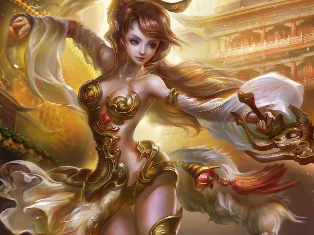 арт, меч, rongrong wang, фэнтези, rong rong, украшения, девушка