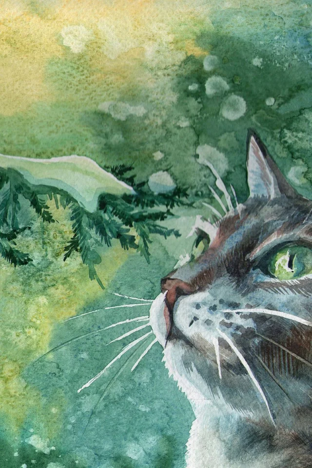 картина, зеленоглазый, арт, кот, painting, живопись, котяра