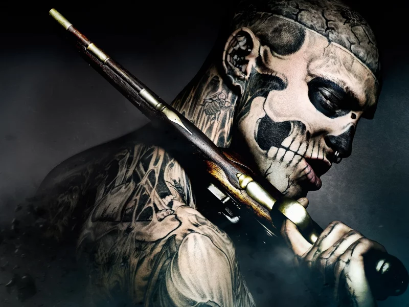47 ronin, пистолет, татуировки, freak, парень, фрик, кино