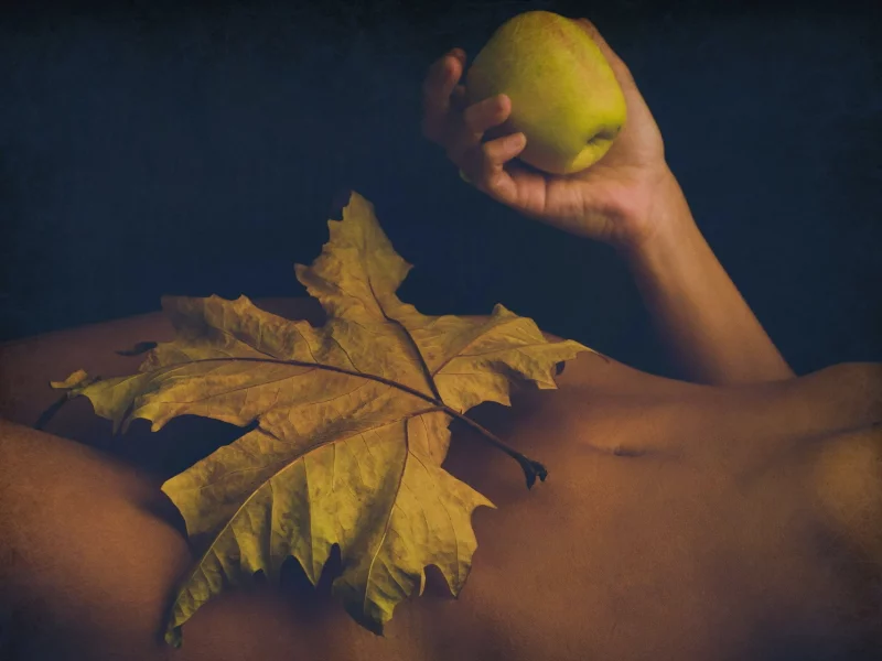 all about eve, darkness, texture, apple, woman, leaf