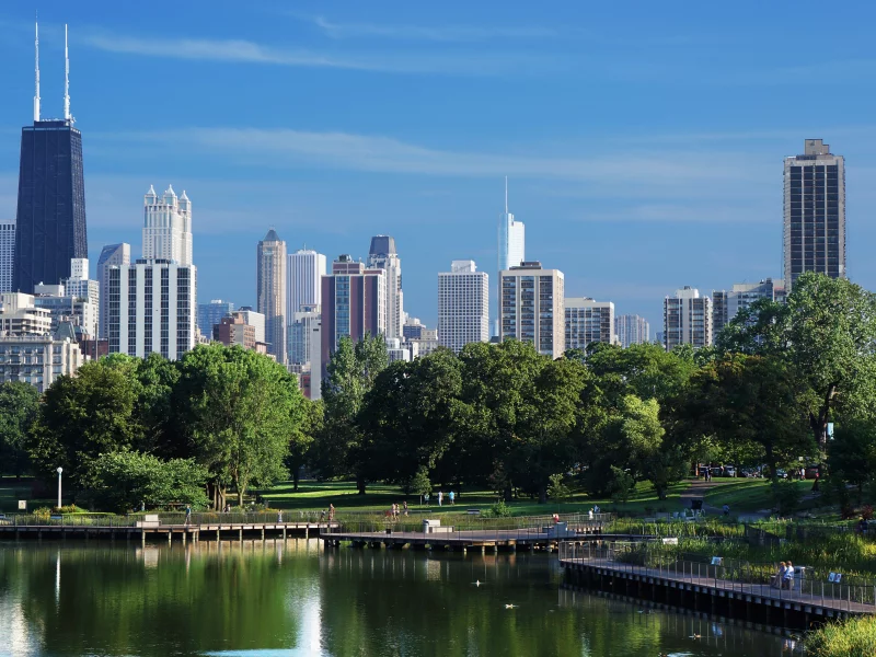 usa, америка, небо, мост, чикаго, chicago, небоскребы, вода