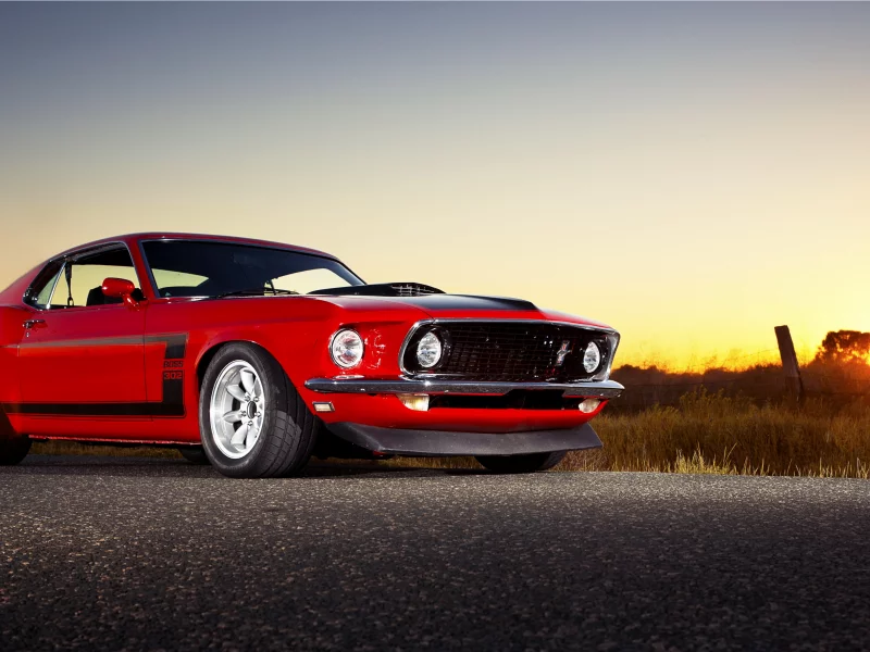 закат, ford mustang boss 302, muscle car, мустанг