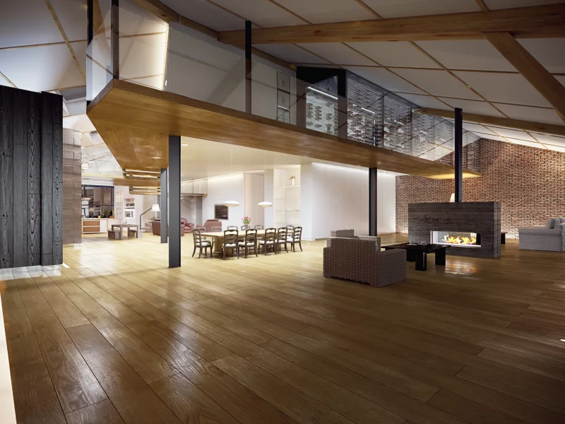 room, living room, modern loft, stylish design, hall, интерьер, interior, table, fireplace