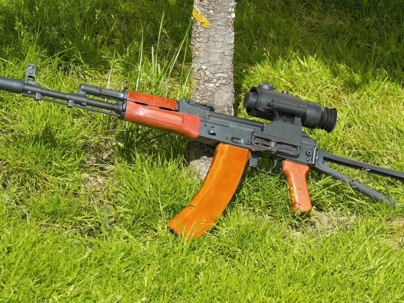 прицел, калашникова, автомат, трава, акс-74