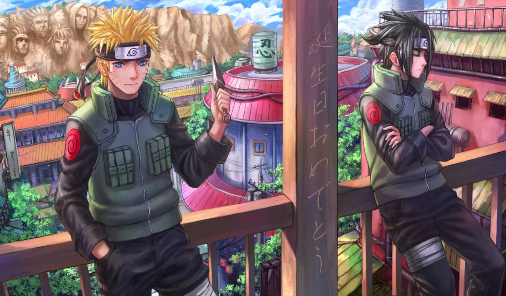 арт, город, нож, zhouran , парни, uchiha sasuke, naruto shippuden, uzumaki naruto