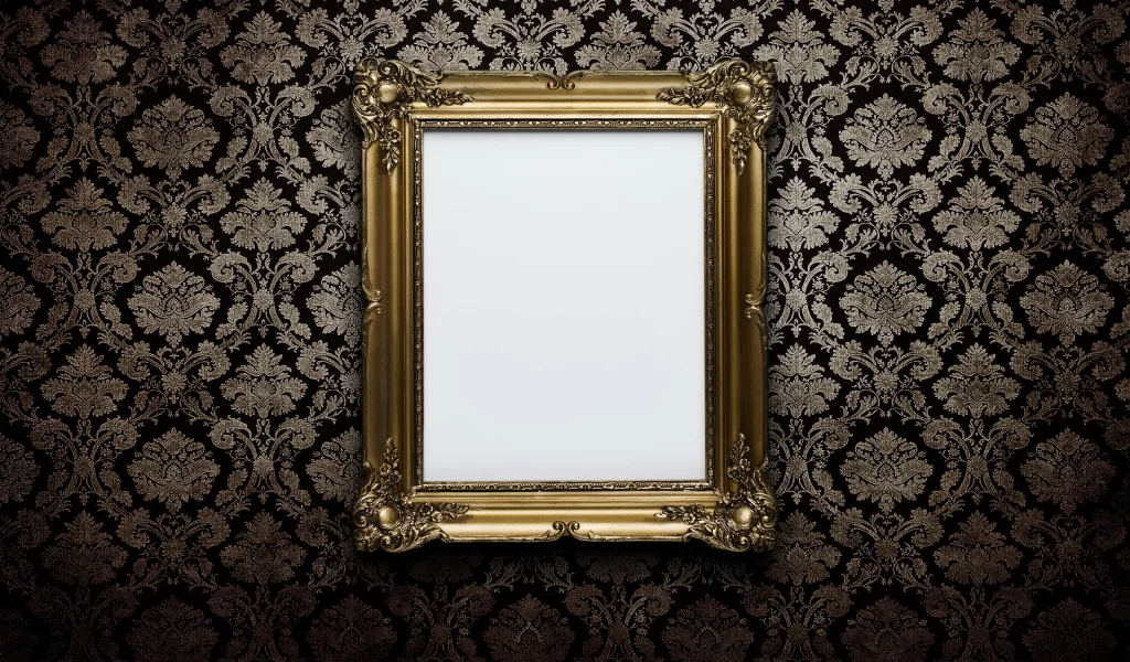 frame, wall, white, gold