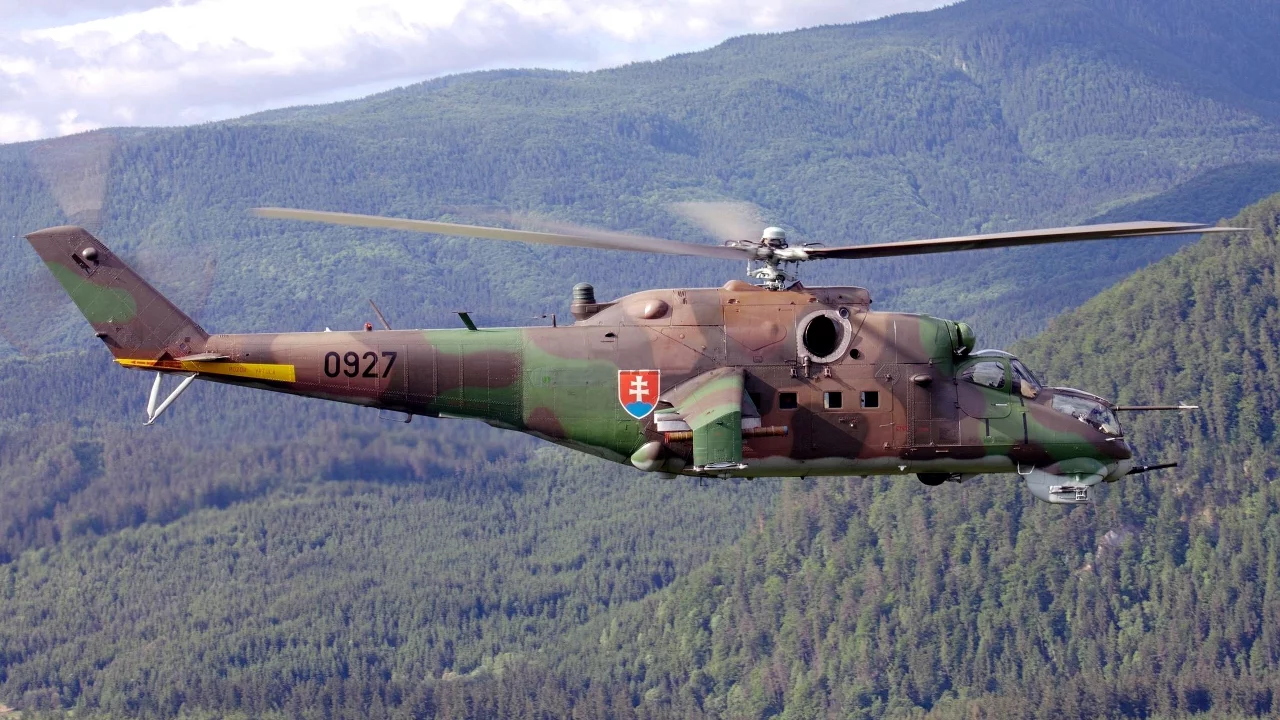 ми-24, транспортно-боевой, советский, вертолёт, небо