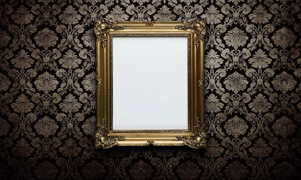 frame, wall, white, gold