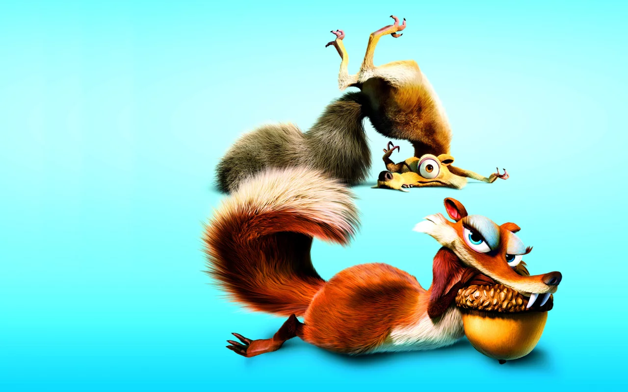белка, синий фон, орех, scrat, ледниковый период, ice age