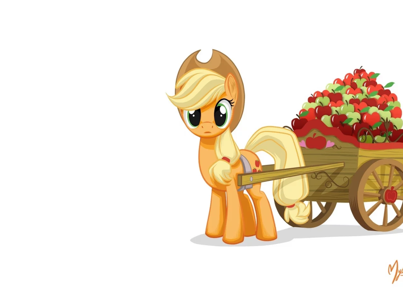 mysticalpha, повозка, my little pony, applejack, пони, яблоки
