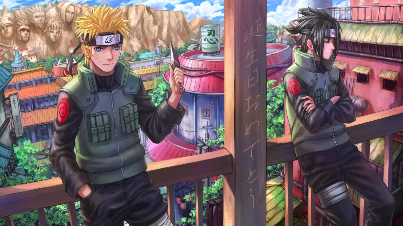 арт, город, нож, zhouran , парни, uchiha sasuke, naruto shippuden, uzumaki naruto