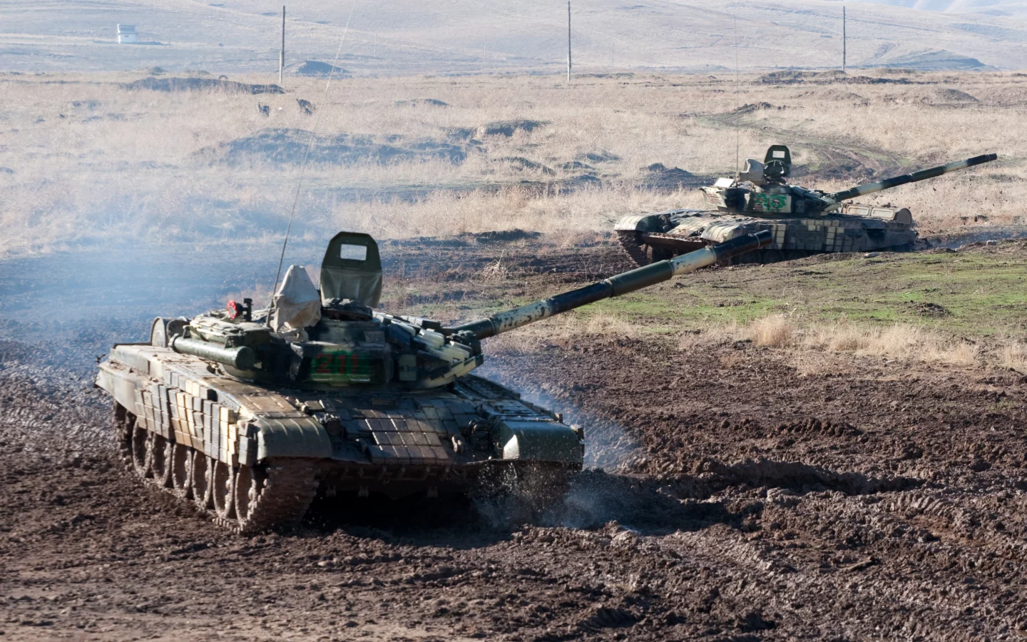 грязь, т-72б, предгорье, с, дорога, боевые танки