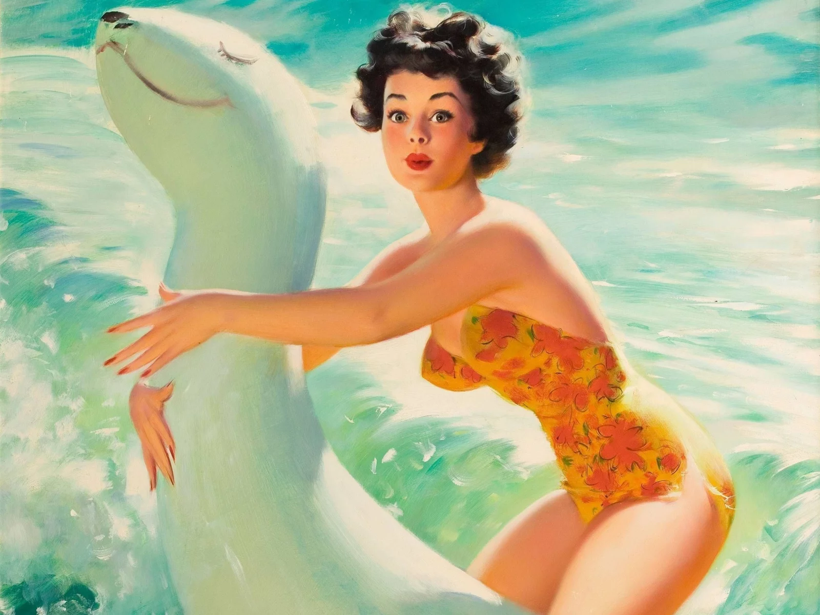 ретро, bill medcalf, девушка, pin up, купальник