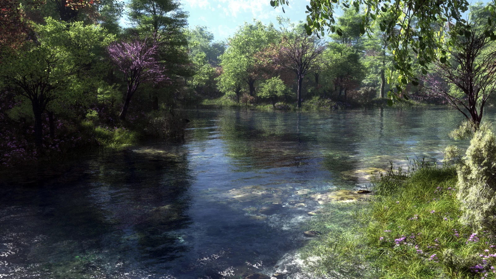 арт, klontak, река, деревья, my fishing spot