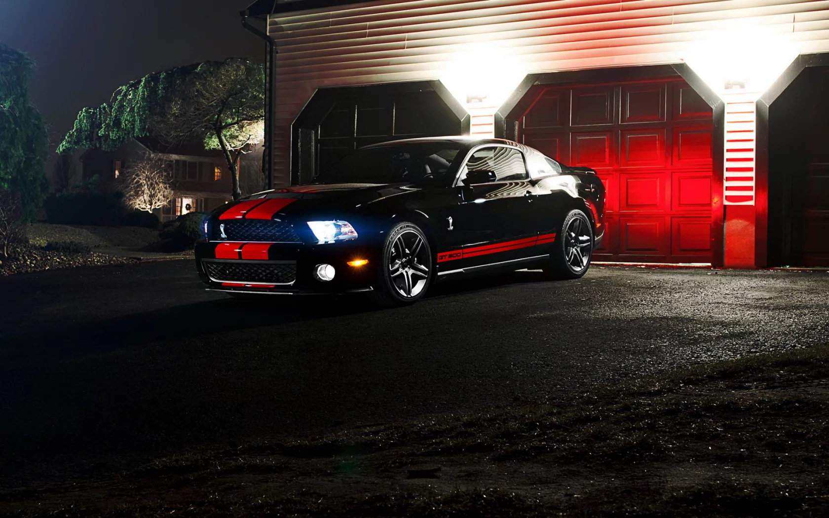 muscle car, ночь, форд, мустанг, ford mustang gt500
