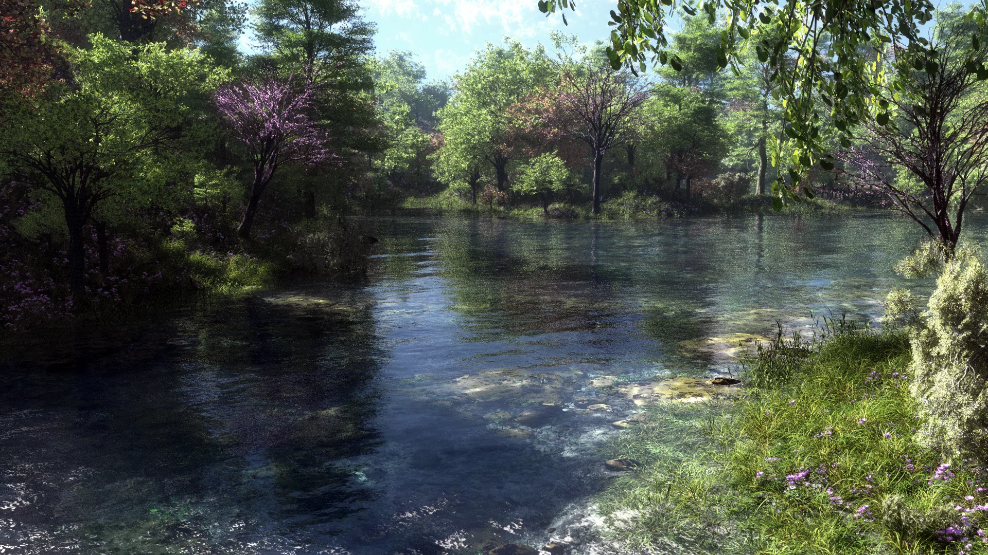 арт, klontak, река, деревья, my fishing spot