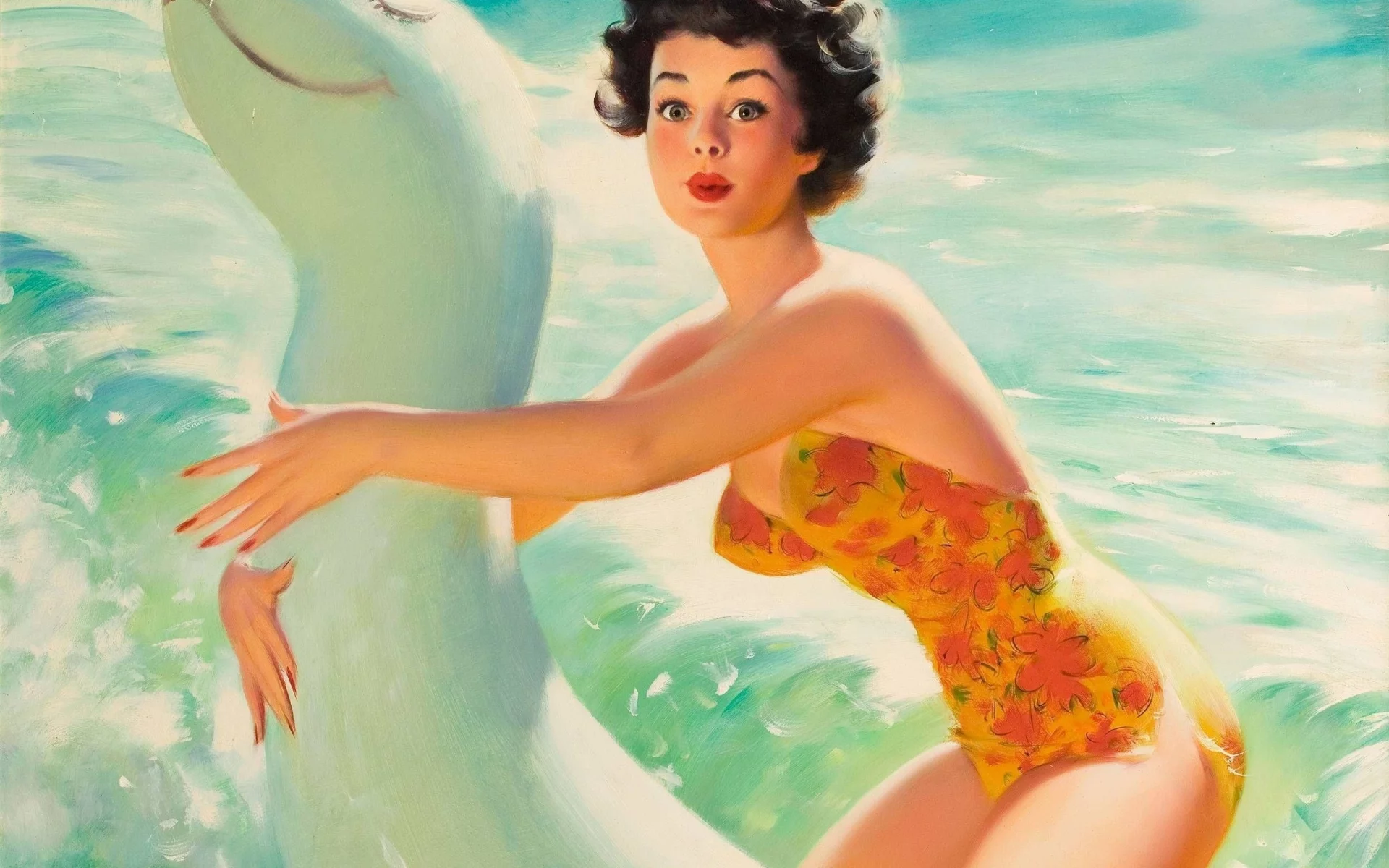ретро, bill medcalf, девушка, pin up, купальник