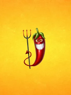 улыбка, красный, перец, светлый фон, pepper, трезубец