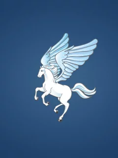 лошадь, белая, синий фон, пегас, крылья, pegasus