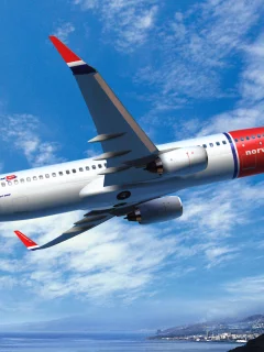 norwegian air, boeing, 737, самолет, небо, авиалайнер, летит