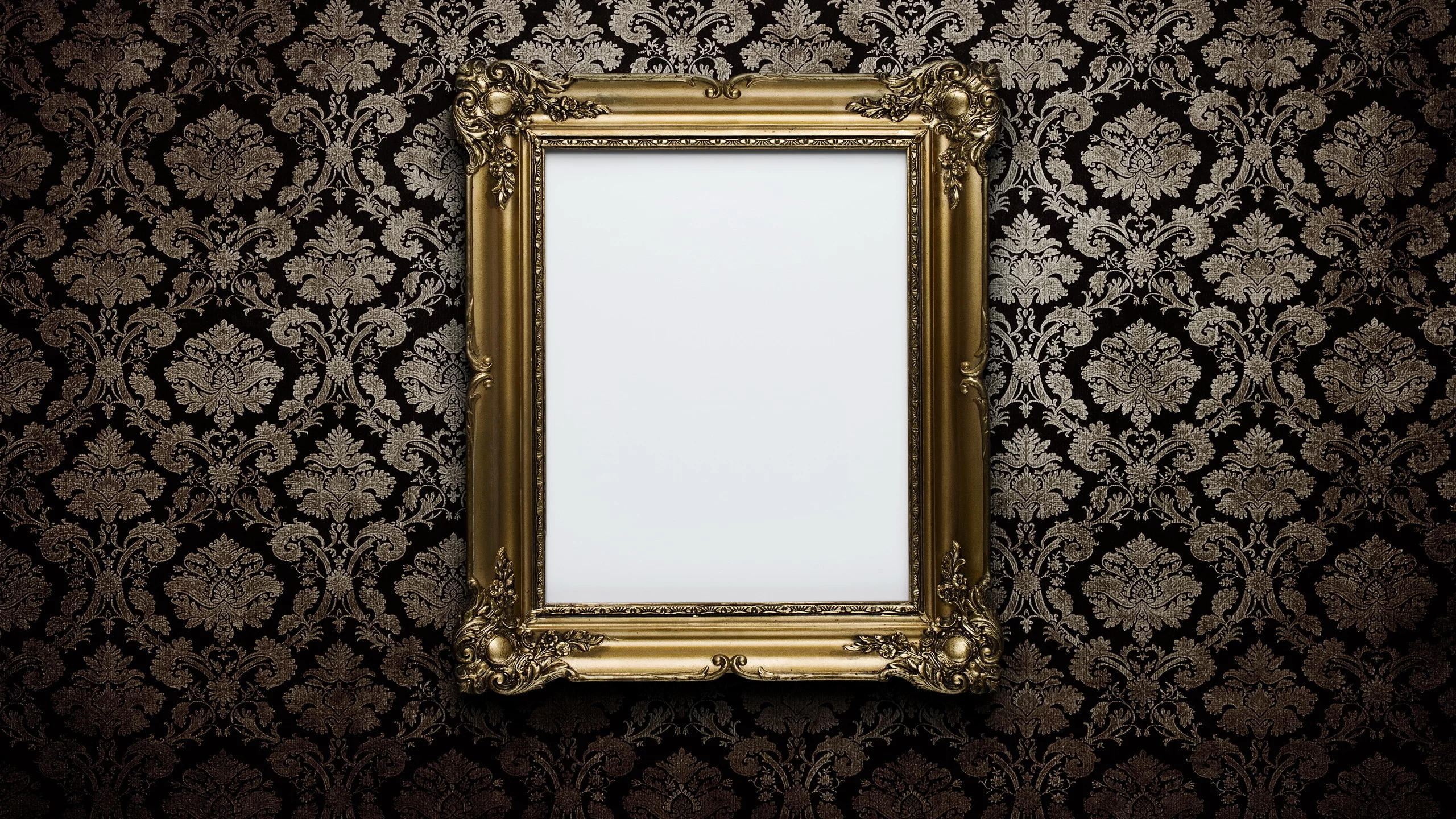 frame, wall, white, gold