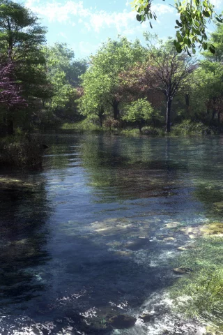 арт, klontak, река, деревья, my fishing spot