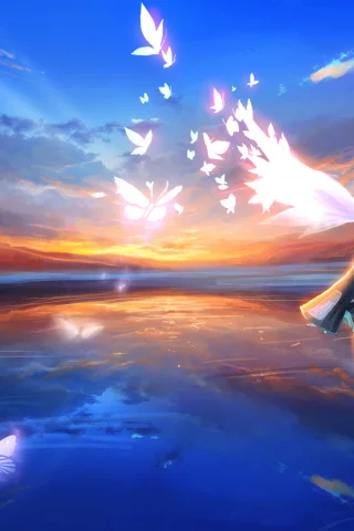 наушники, vocaloid, крылья, голубые волосы, hatsune miku, девушка