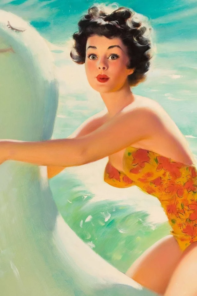 ретро, bill medcalf, девушка, pin up, купальник