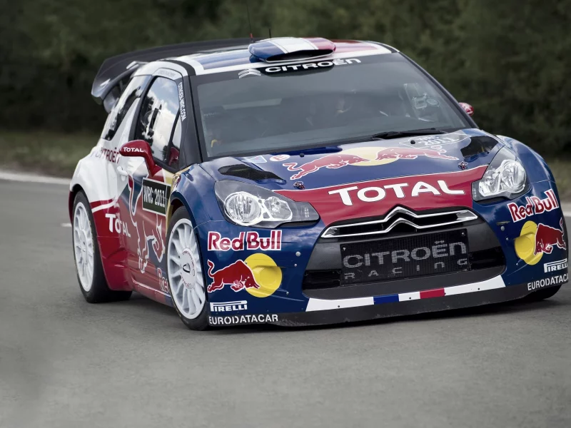 red bull, машина, rally, передок, citroen, фары, ds3