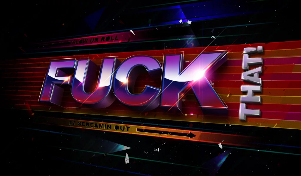 im screamin out, блики, fuck that, надпись, осколки, slow ur roll