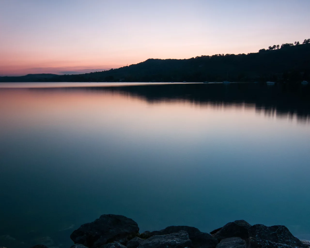 камни, деревья, вода, озеро, берег, гладь, швейцария