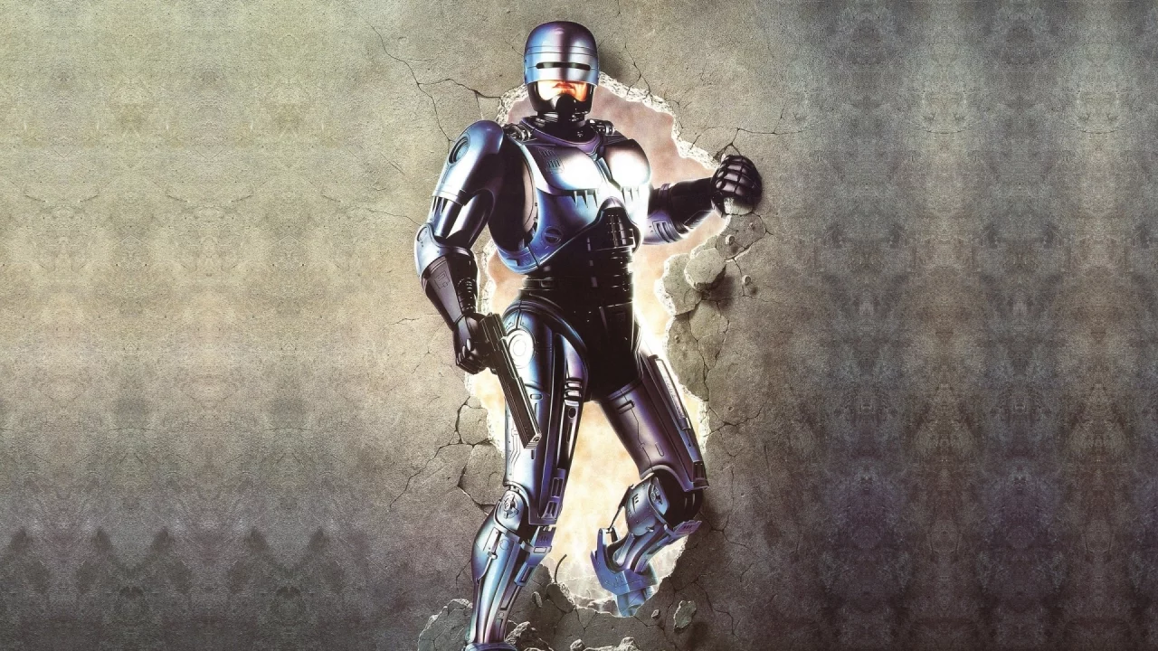 robocop, стена, робокоп, фон, робот-полицейский, киборг