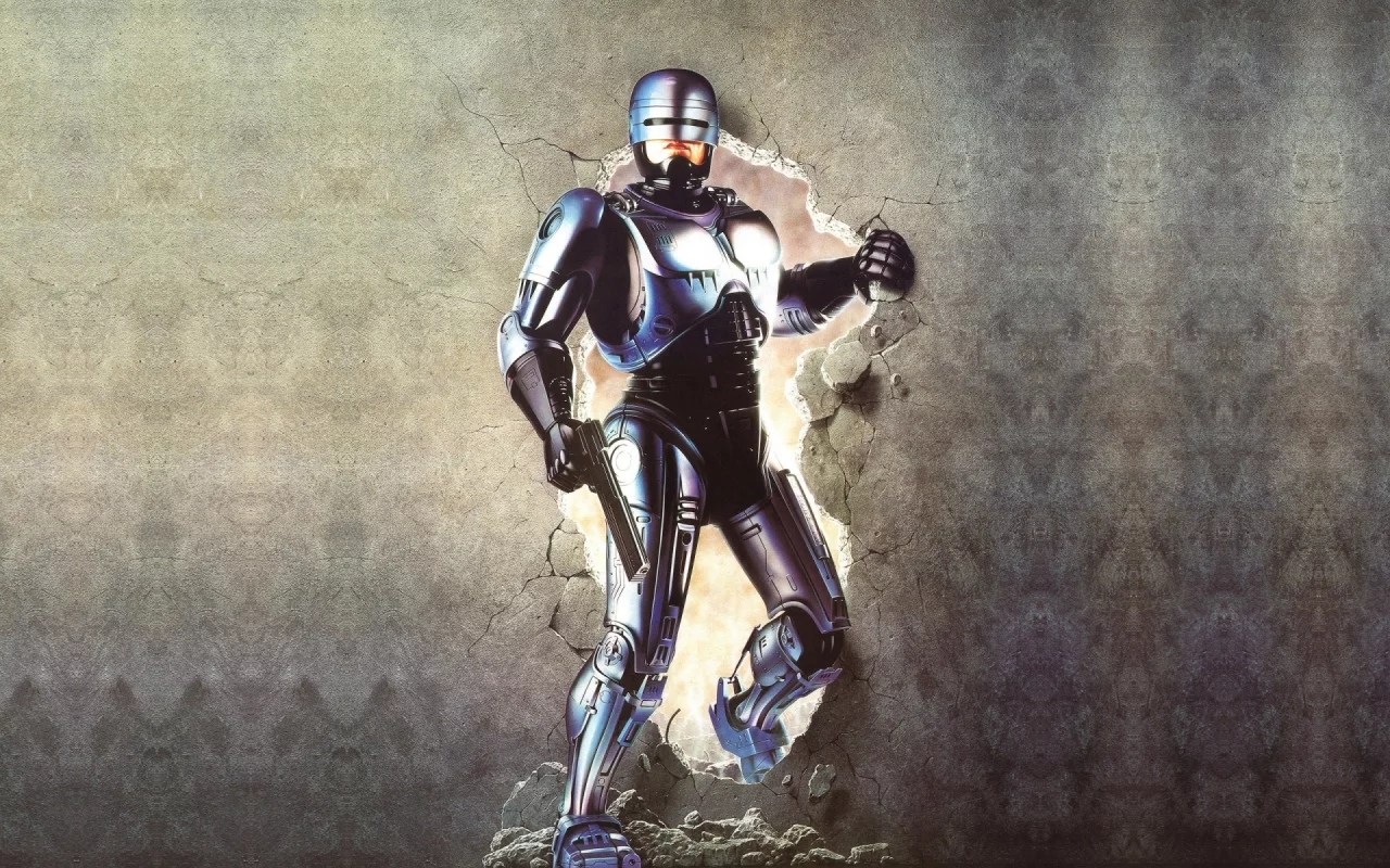 robocop, стена, робокоп, фон, робот-полицейский, киборг