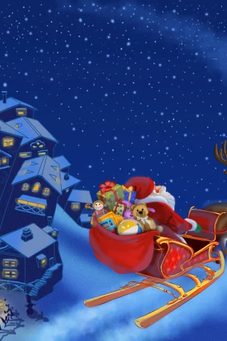 merry christmas, reindeer, christmas tree, new year, snow, santa claus is coming , town