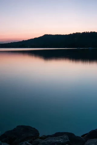 камни, деревья, вода, озеро, берег, гладь, швейцария