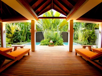 pool, лежаки, бассейн, maldives, зелень., столики, interior