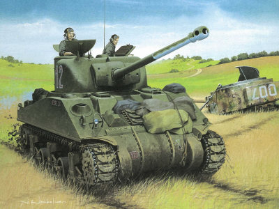 танк, m4a1(76)w американский, арт, поле