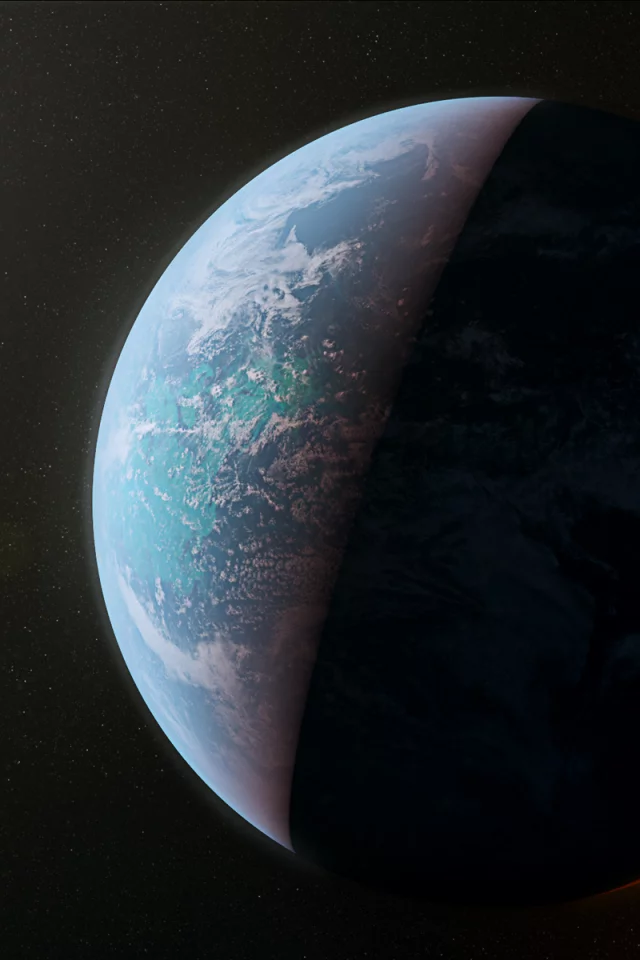 planet, light, shadows, sci fi