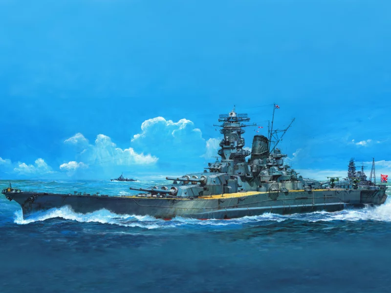 musashi tamiya , рисунок, арт, линкор